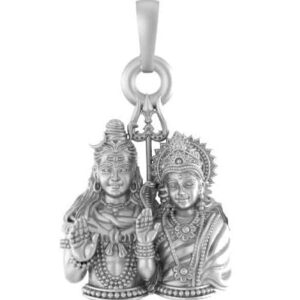 Silver (92.5% purity) God Shiv Parvati Locket for Men & Women Pure Silver Lord Shiva