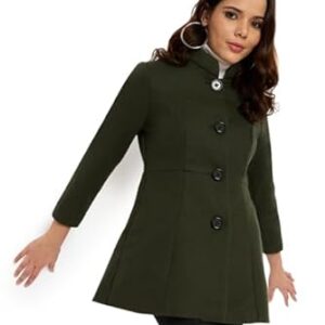 Women Western Coat | Pure Wool | Warm | Puffed Collar | Long | Formal | Stylish Winter Wear