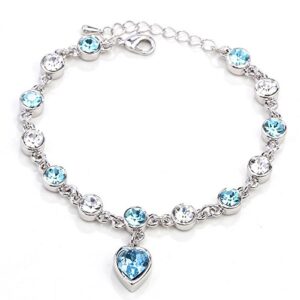 18k Rhodium Plated Antique Blue charm Bracelet for Girls UTB_013