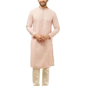 Men's Printed Zari Embroidered Kurta Set (2pcs)