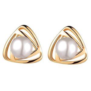 Pearl Triangle Stud Earrings Jewellery for Women