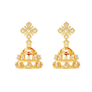 Silver Keya Jhumki Earrings | Gold Plated, Swiss Zirconia |Gift for Women and Girls