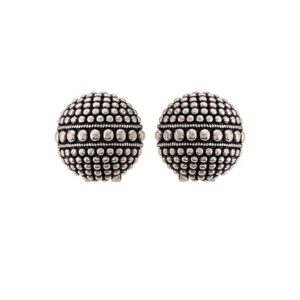 Oxidized Rava Ball Stud Earrings For Women
