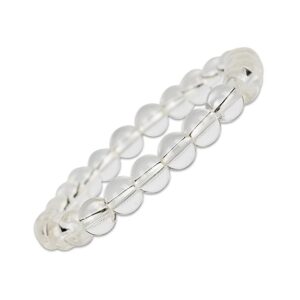Natural Rock Crystal Bracelet for Men and Women | Lab Certified 8 mm Round Cut Beads | Unisex Healing Stone Bracelet for Clarity and Balance