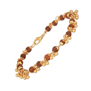 Gold Plated Rudraksha Bracelet for Women | 5 Mukhi Rudraksha for Meditation