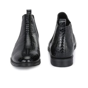Croco Textured Chelsea Boots for Men's/Slip On Wearable Anti-Slip Faux Leather Boots for Office/Fashionable Ankle Boots for Men