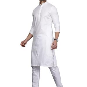 Men's Cotton Blend Full Sleeves Kurta Pajama Set (2pcs)