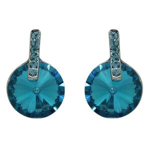 Rhodium Plated Alluring Aqua Blue Stud Earrings for women ER1193689RBlu