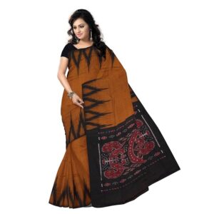 Women's Sambalpuri Cotton Saree With Blouse Piece (Black)