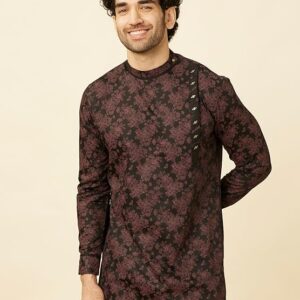Men's Cotton Floral Print Angrakha Style Kurta (1pc)