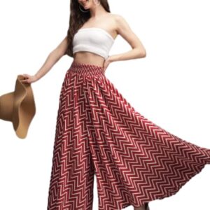 Women Flared Fit Chevron Striped Palazzos