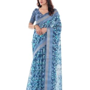 Women's Tassel & Printed Cotton Saree with Blouse