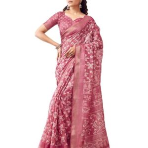 Women's Tassel & Printed Cotton Saree with Blouse