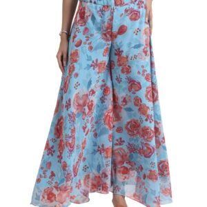 Georgette Floral Print Palazzo, Women's Flared Circular Palazzo, Multi Colour Pattern