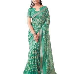 Women's Tassel & Printed Cotton Saree with Blouse