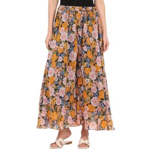 Georgette Floral Print Palazzo, Women's Flared Circular Palazzo, Multi Colour Pattern