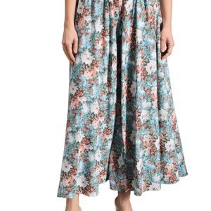 Women Stylish, Highly Flared Navy & White Polka with Honeycomb Elasticated Waist Trouser