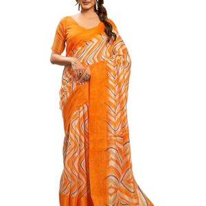 Women's Tassel & Printed Cotton Saree with Blouse