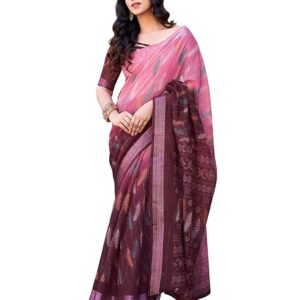 Women's Tassel & Printed Cotton Saree with Blouse