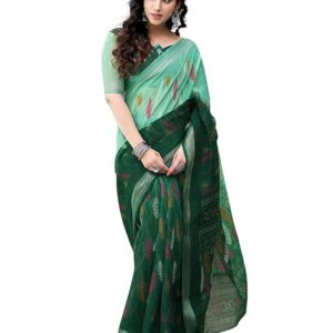 Women's Tassel & Printed Cotton Saree with Blouse