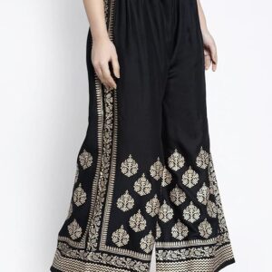Printed Palazzo Pants for Women - Relaxed Fit Viscose Rayon Trousers with Wide Leg Design, Elastic Closure, Perfect for Casual & Festive Occasions