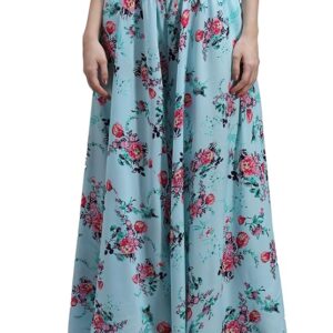 Women Stylish, Highly Flared Navy & White Polka with Honeycomb Elasticated Waist Trouser