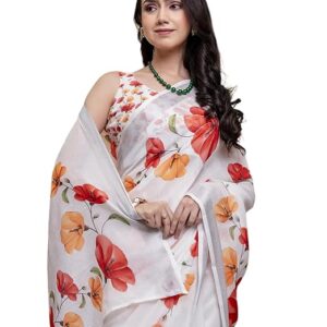 Women's Tassel & Printed Cotton Saree with Blouse