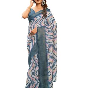 Women's Tassel & Printed Cotton Saree with Blouse