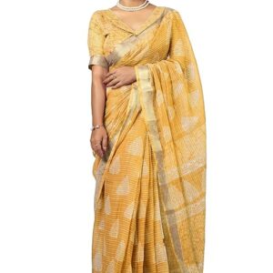 Women's Cotton Blend Saree With Unstiched Blouse Piece