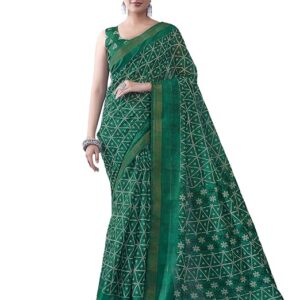 Women's Tassel & Printed Cotton Saree with Blouse