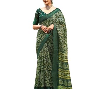 Women's Tassel & Printed Cotton Saree with Blouse