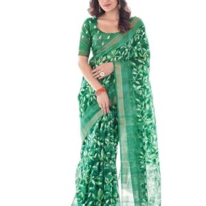 Women's Tassel & Printed Cotton Saree with Blouse