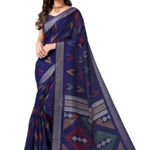 Women's Tassel & Printed Cotton Saree with Blouse