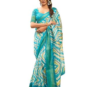 Women's Tassel & Printed Cotton Saree with Blouse