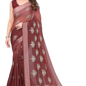Women's Woven Cotton Blend Saree With Blouse Piece