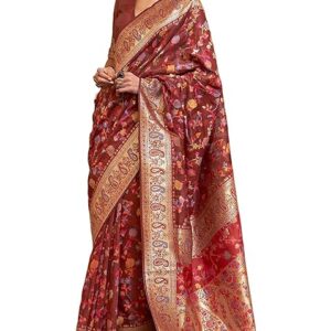 Women's Kanjivaram Pure Soft Silk Handloom Saree Pure Golden Zari With Blouse Piece