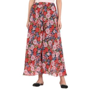 Georgette Floral Print Palazzo, Women's Flared Circular Palazzo, Multi Colour Pattern
