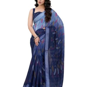 Women's Tassel & Printed Cotton Saree with Blouse