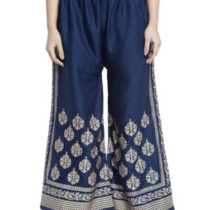 Printed Palazzo Pants for Women - Relaxed Fit Viscose Rayon Trousers with Wide Leg Design, Elastic Closure, Perfect for Casual & Festive Occasions