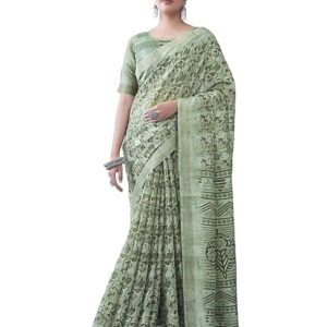 Women's Tassel & Printed Cotton Saree with Blouse