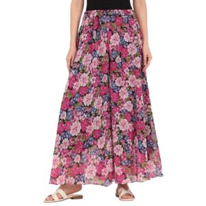 Georgette Floral Print Palazzo, Women's Flared Circular Palazzo, Multi Colour Pattern