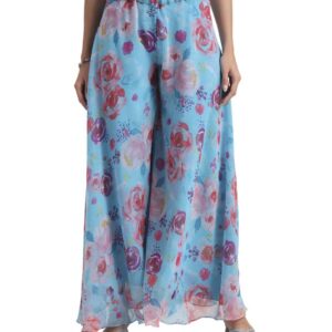Georgette Floral Print Palazzo, Women's Flared Circular Palazzo, Multi Colour Pattern
