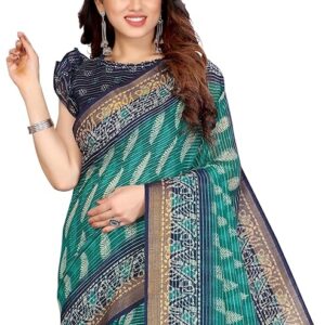 Women's Cotton Blend Saree With Unstiched Blouse Piece