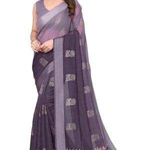 Women's Woven Cotton Blend Saree With Blouse Piece