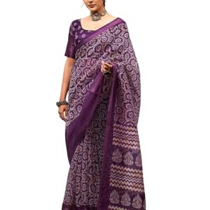 Women's Tassel & Printed Cotton Saree with Blouse