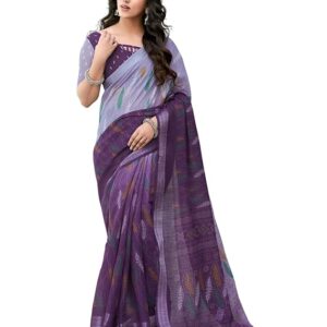 Women's Tassel & Printed Cotton Saree with Blouse